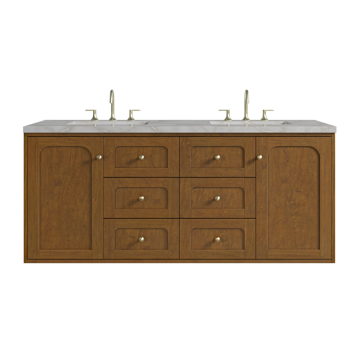 Laurent 60" Double Vanity, Honey Oak w/ 3 CM Victorian Silver Silestone Top, view 2
