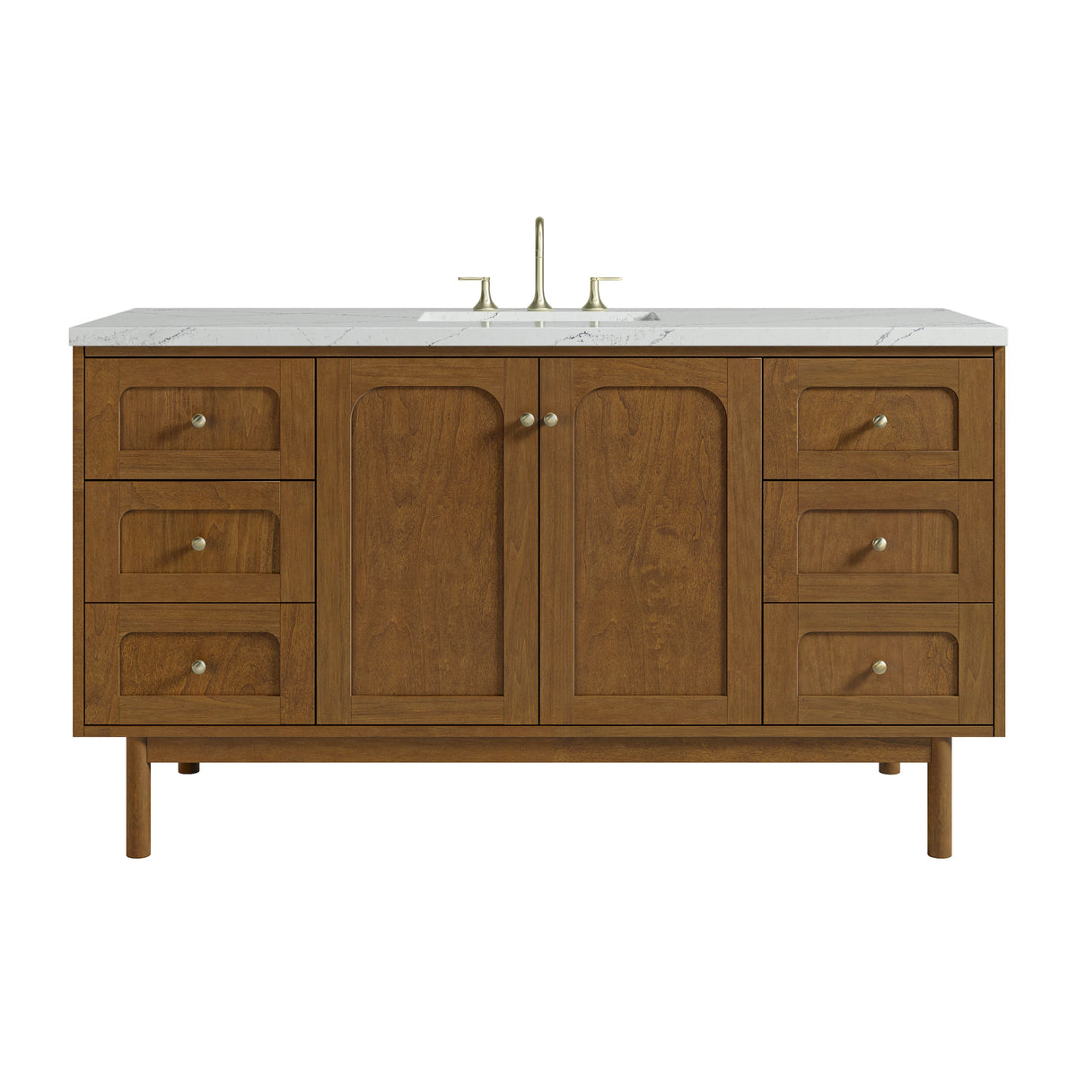 Laurent 60" Single Vanity, Honey Oak w/ 3 CM Ethereal Noctis Silestone Top