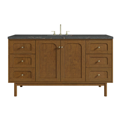 Laurent 60" Single Vanity, Honey Oak w/ 3 CM Parisien Bleu Silestone Top