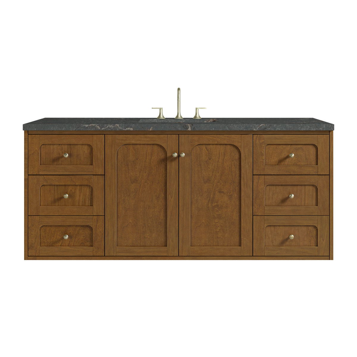 Laurent 60" Single Vanity, Honey Oak w/ 3 CM Parisien Bleu Silestone Top, view 2