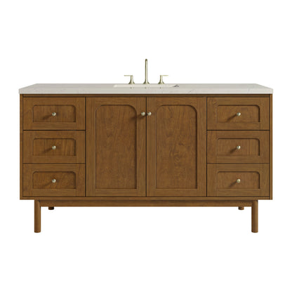 Laurent 60" Single Vanity, Honey Oak w/ 3 CM Siberian Silestone Top