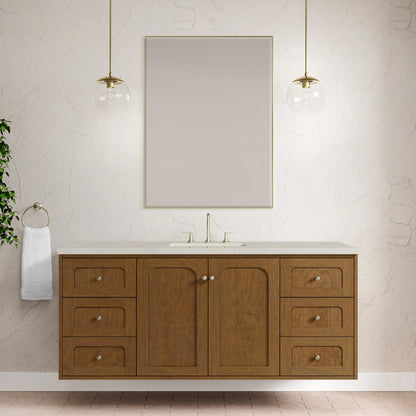 Laurent 60" Single Vanity, Honey Oak w/ 3 CM Siberian Silestone Top, view 6