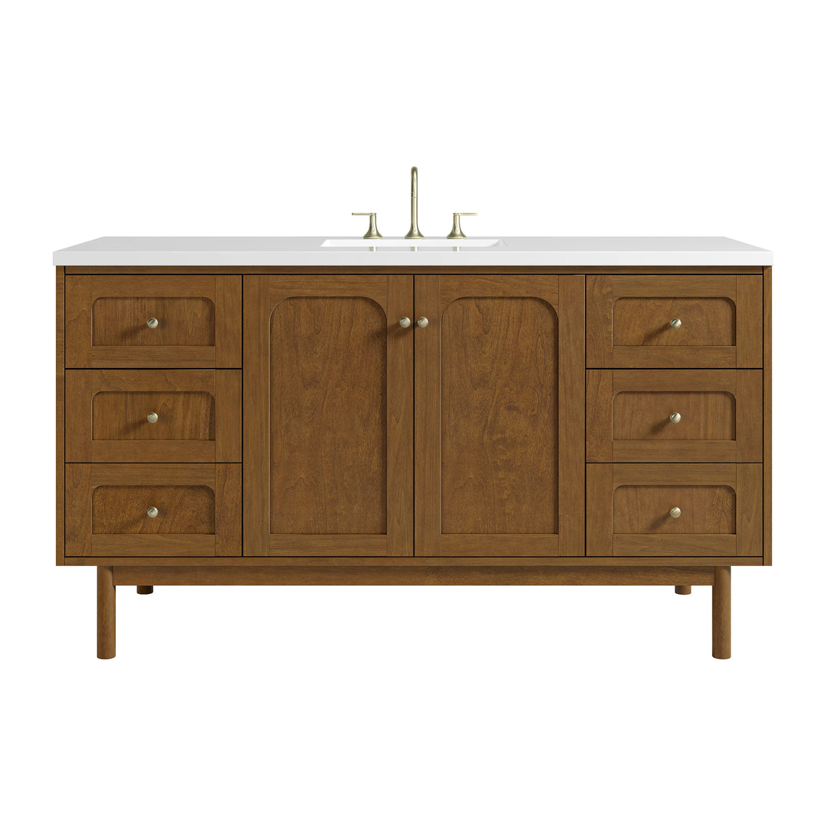 Laurent 60" Single Vanity, Honey Oak w/ 3 CM White Zeus Silestone Top