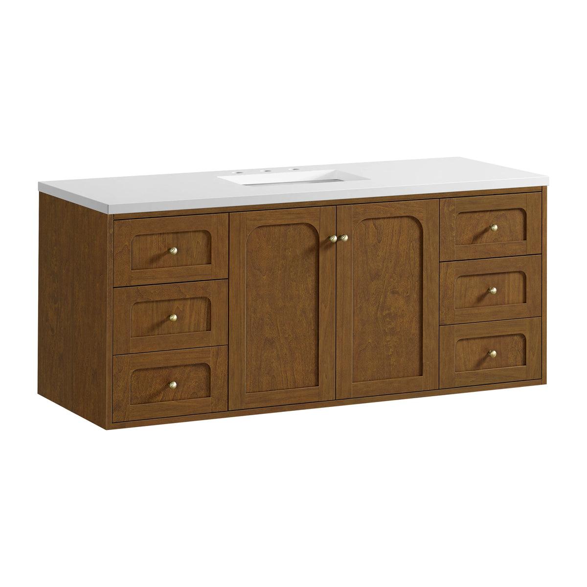 Laurent 60" Single Vanity, Honey Oak w/ 3 CM White Zeus Silestone Top, view 23