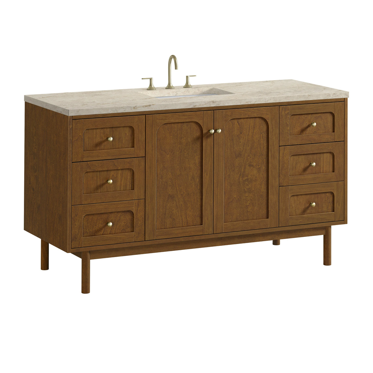 Laurent 60" Single Vanity, Honey Oak w/ 3 CM Tajnar Eclos Top w/FreePower Wireless Charger, view 19