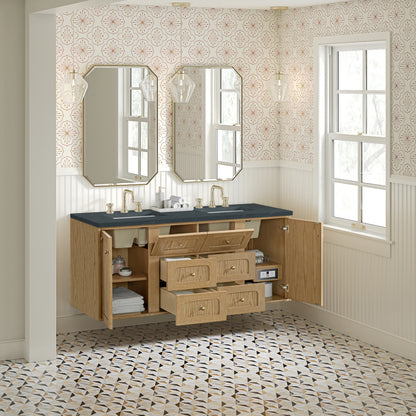 Laurent 60" Double Vanity, Light Natural Oak, w/ 3 CM Charcoal Soapstone Quartz Top, view 9
