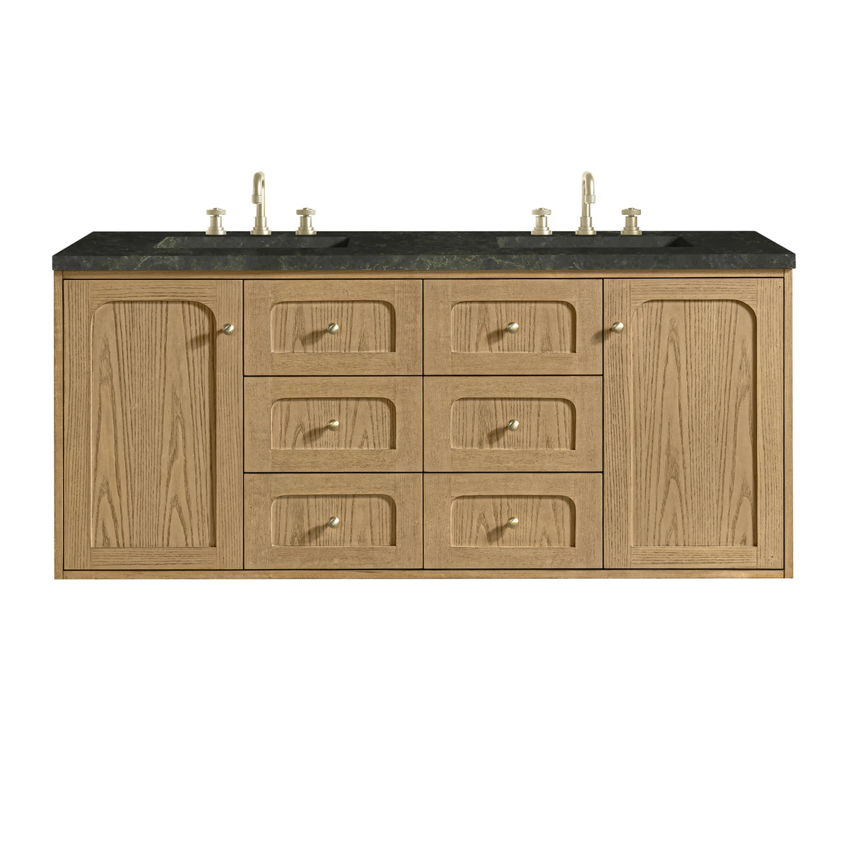 Laurent 60" Double Vanity, Light Natural Oak, w/ 3 CM Phantome Eclos Top, view 2