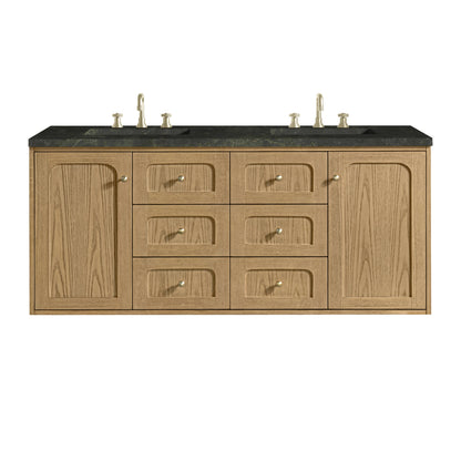 Laurent 60" Double Vanity, Light Natural Oak, w/ 3 CM Phantome Eclos Top, view 2