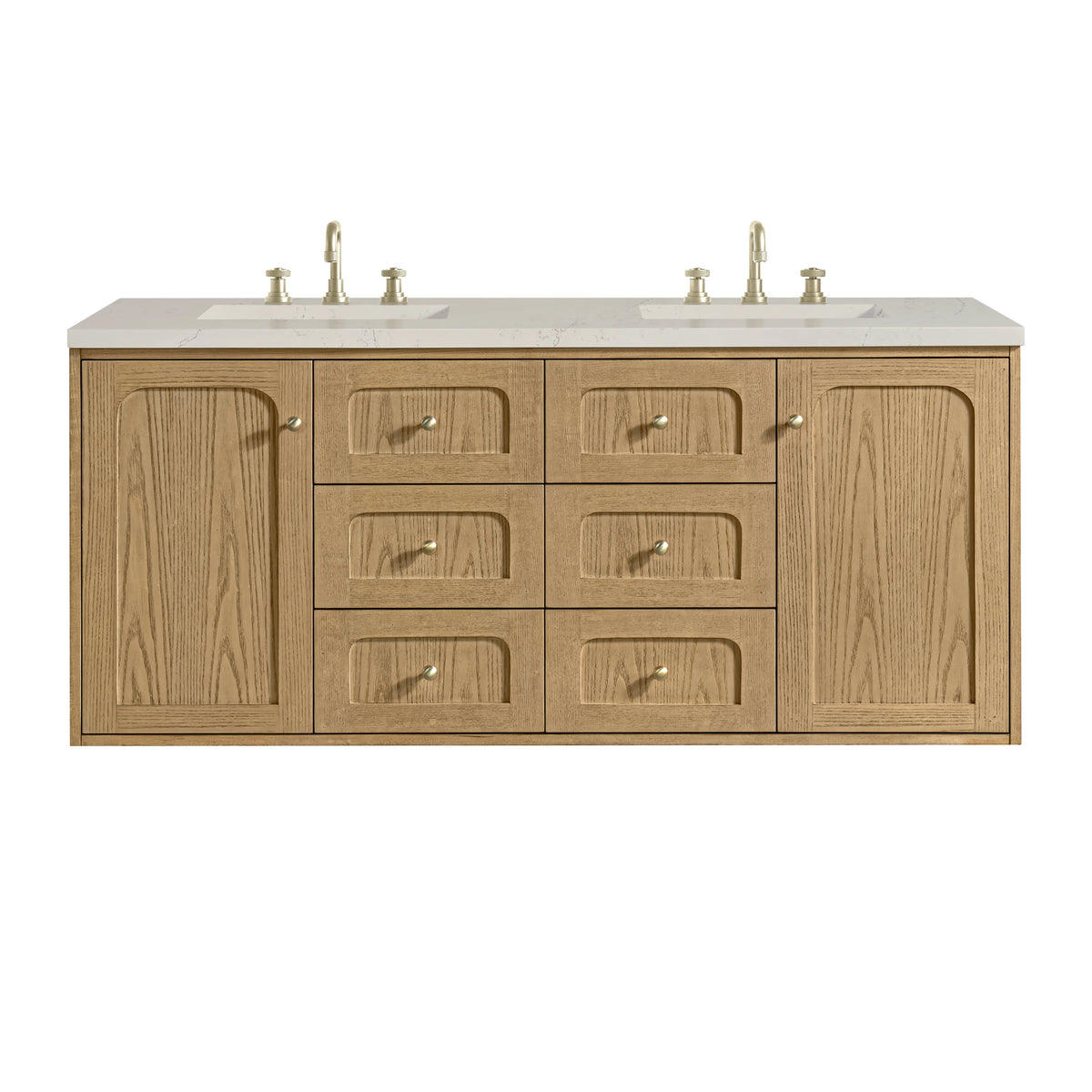 Laurent 60" Double Vanity, Light Natural Oak, w/ 3 CM Siberian Silestone Top, view 2