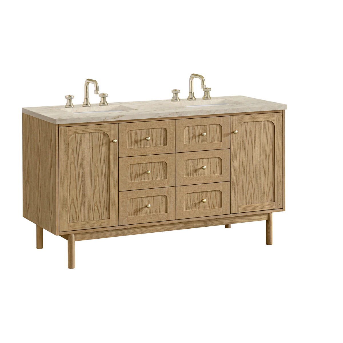 Laurent 60" Double Vanity, Light Natural Oak, w/ 3 CM Tajnar Eclos Top, view 15