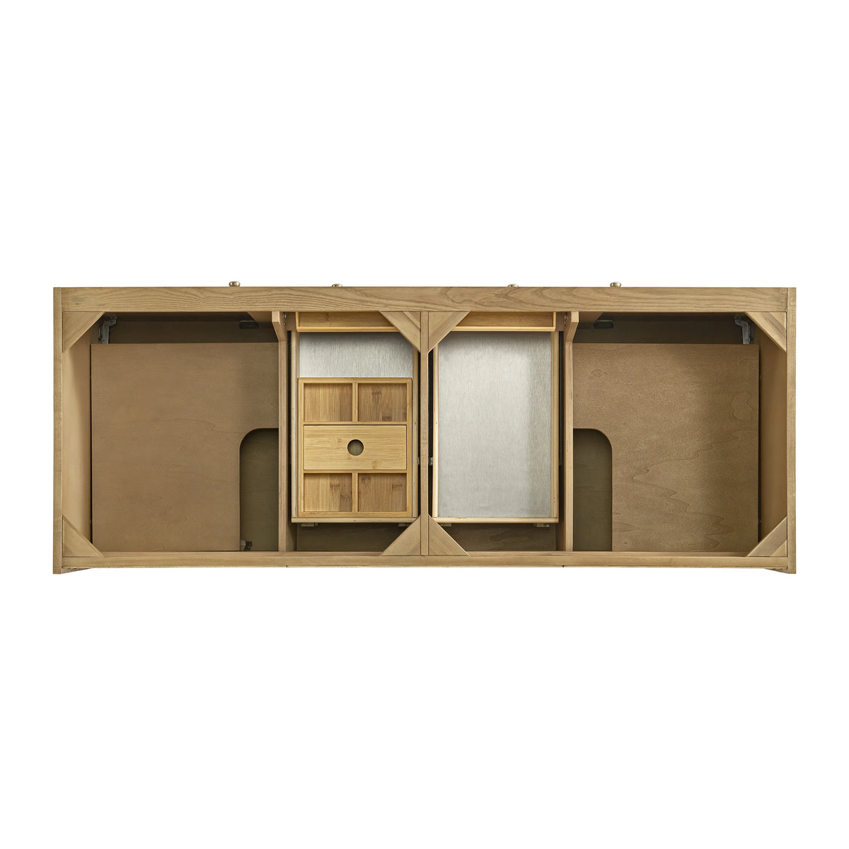 Laurent 60" Double Vanity, Light Natural Oak, w/ 3 CM Parisien Bleu Quartz Top w/FreePower Wireless Charger, view 13