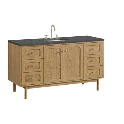 Laurent 60" Single Vanity, Light Natural Oak, w/ 3 CM Parisien Bleu Quartz Top, view 16