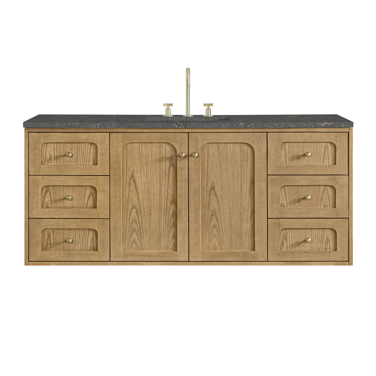 Laurent 60" Single Vanity, Light Natural Oak, w/ 3 CM Parisien Bleu Quartz Top, view 2