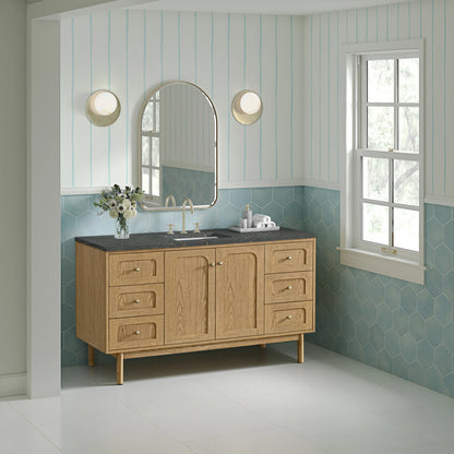 Laurent 60" Single Vanity, Light Natural Oak, w/ 3 CM Parisien Bleu Quartz Top, view 6