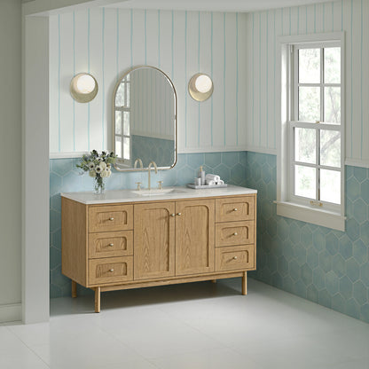 Laurent 60" Single Vanity, Light Natural Oak, w/ 3 CM Siberian Silestone Top w/FreePower Wireless Charger, view 8