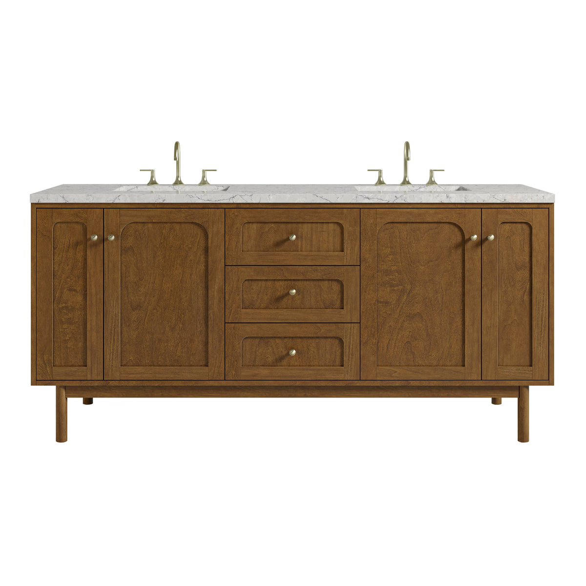 Laurent 72" Double Vanity, Honey Oak w/ 3 CM Eternal Jasmine Pearl Silestone Top