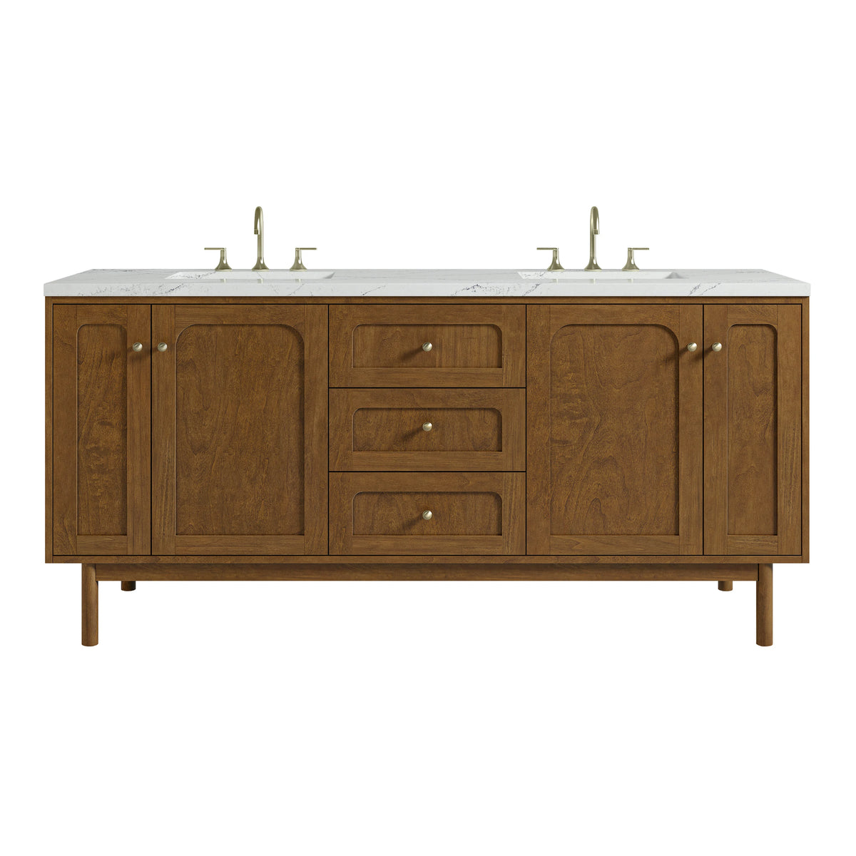 Laurent 72" Double Vanity, Honey Oak w/ 3 CM Ethereal Noctis Silestone Top