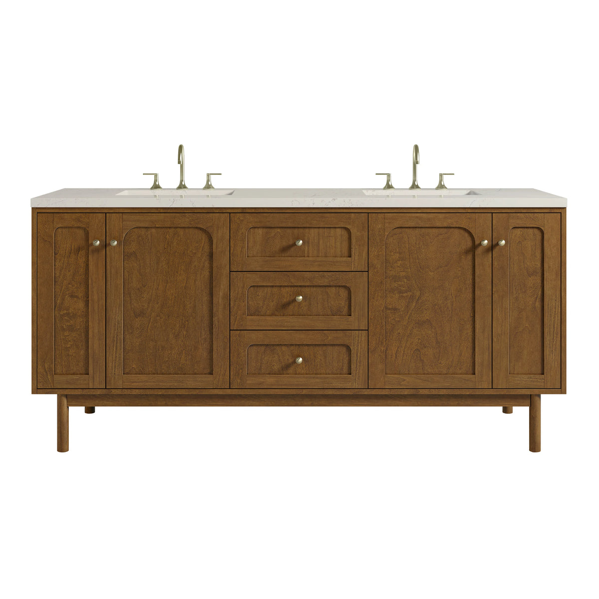 Laurent 72" Double Vanity, Honey Oak w/ 3 CM Siberian Silestone Top