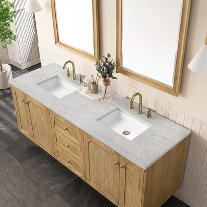 Laurent 72" Double Vanity, Light Natural Oak w/ 3 CM Eternal Jasmine Pearl Top, view 10