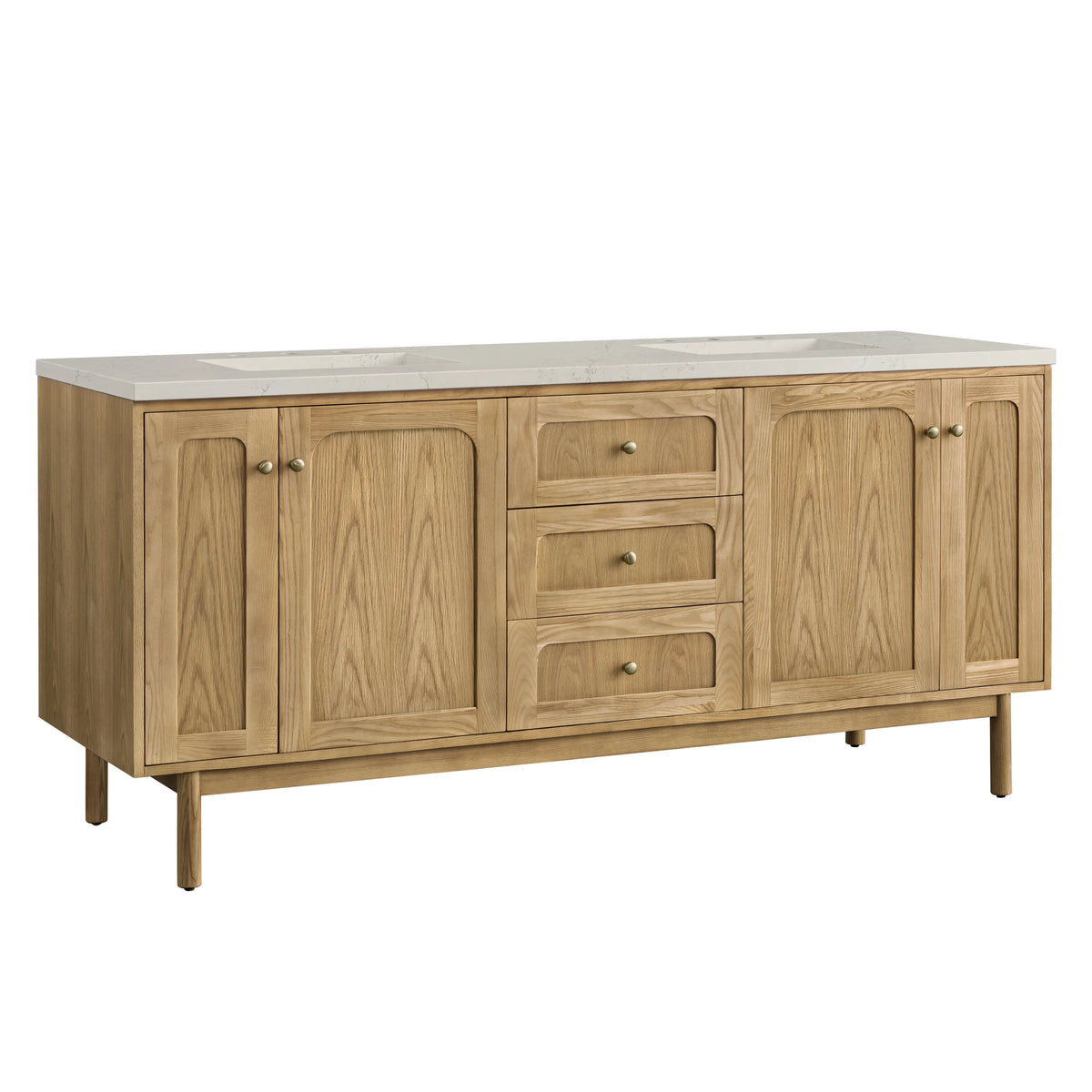 Laurent 72" Double Vanity, Light Natural Oak, w/ 3 CM Siberian Silestone Top, view 13