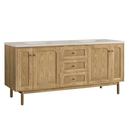 Laurent 72" Double Vanity, Light Natural Oak, w/ 3 CM Siberian Silestone Top, view 13