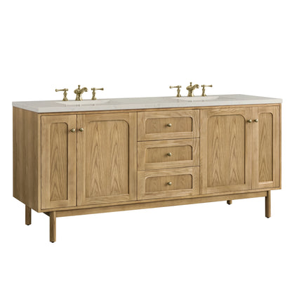 Laurent 72" Double Vanity, Light Natural Oak, w/ 3 CM Siberian Silestone Top, view 14
