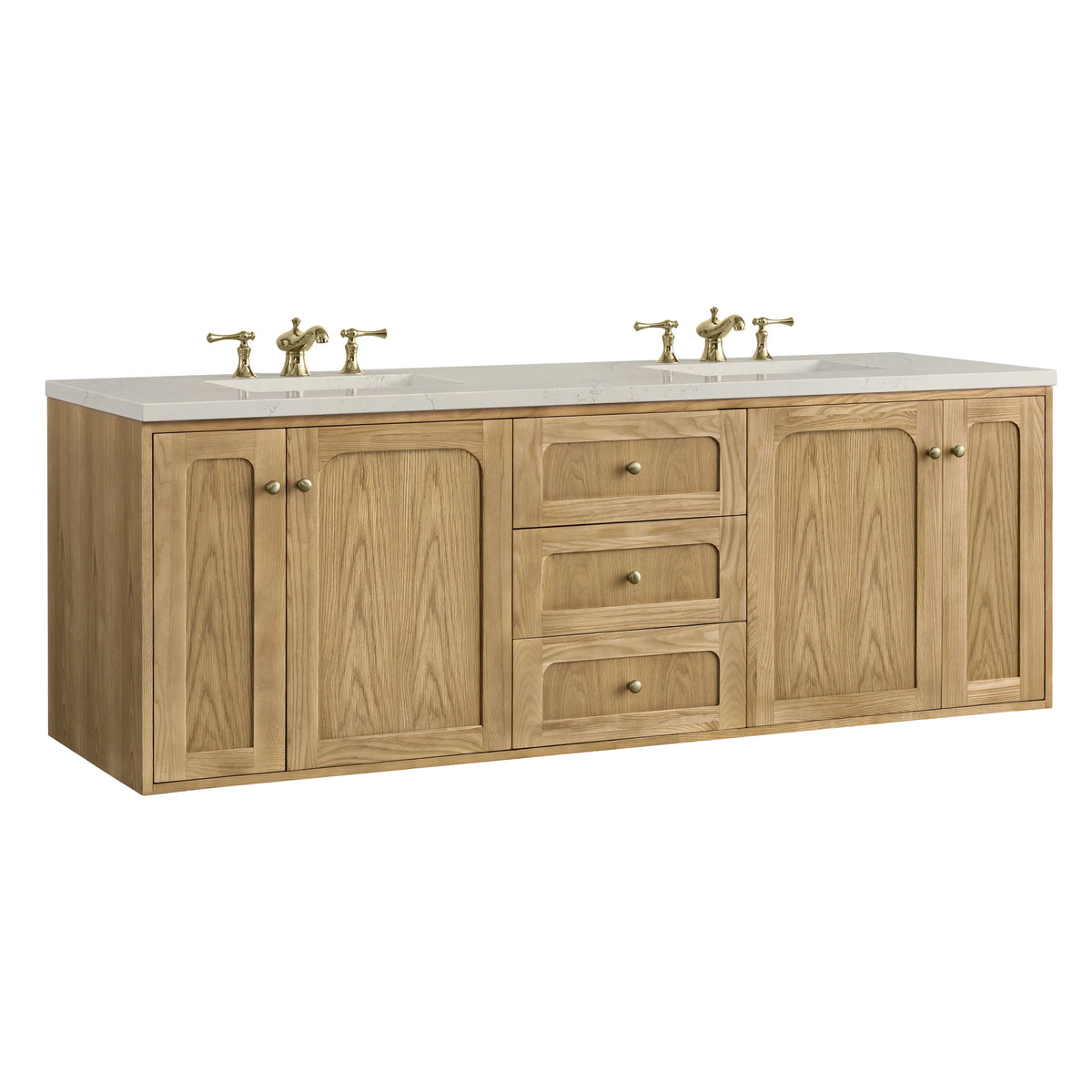 Laurent 72" Double Vanity, Light Natural Oak, w/ 3 CM Siberian Silestone Top, view 15
