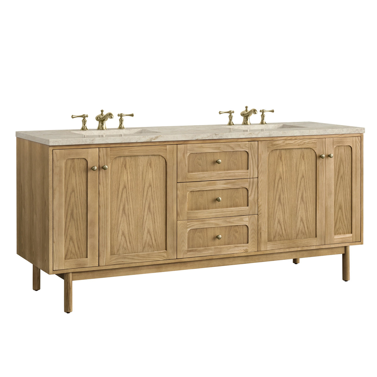 Laurent 72" Double Vanity, Light Natural Oak, w/ 3 CM Tajnar Eclos Top, view 14