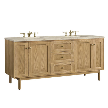 Laurent 72" Double Vanity, Light Natural Oak, w/ 3 CM Tajnar Eclos Top, view 14