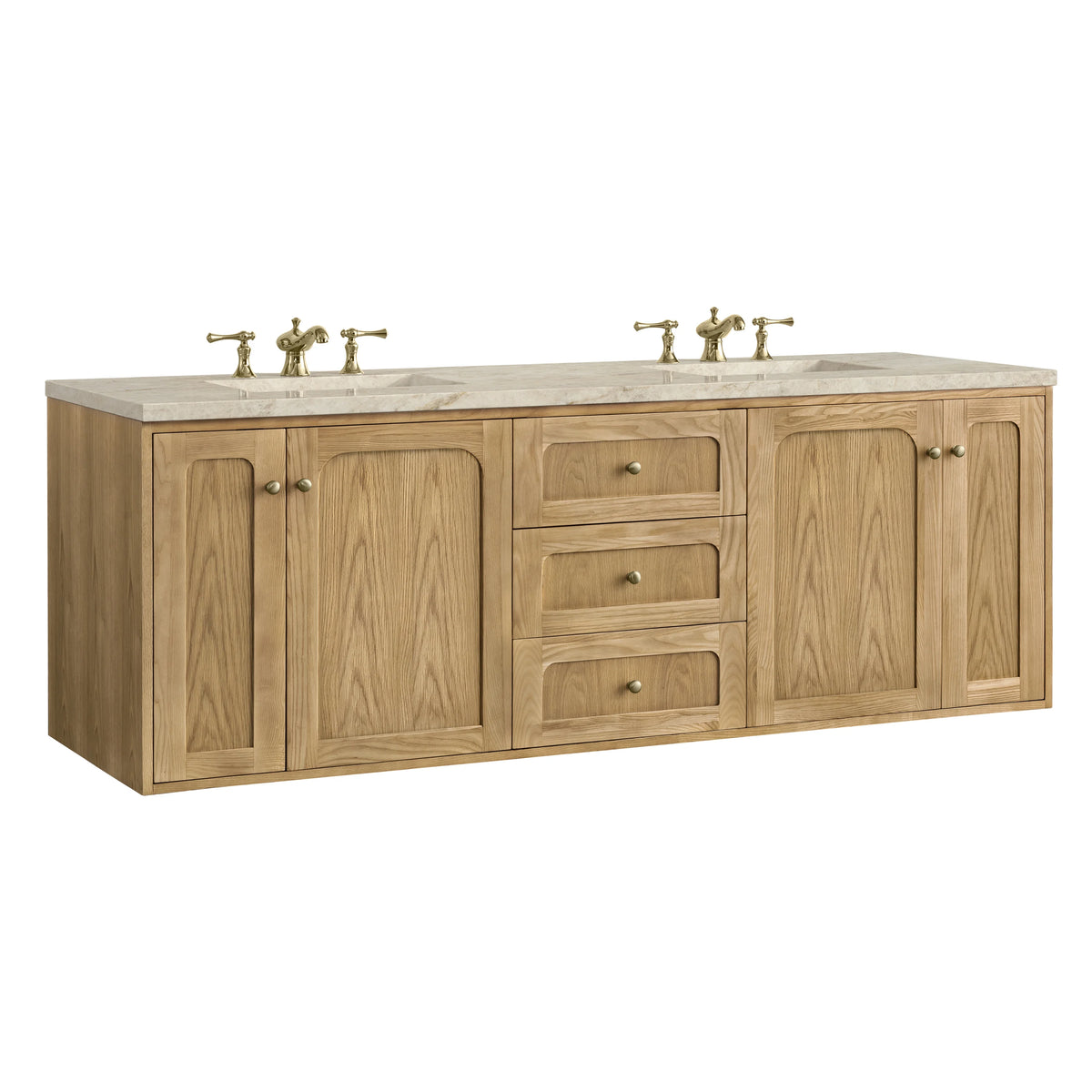 Laurent 72" Double Vanity, Light Natural Oak, w/ 3 CM Tajnar Eclos Top, view 15