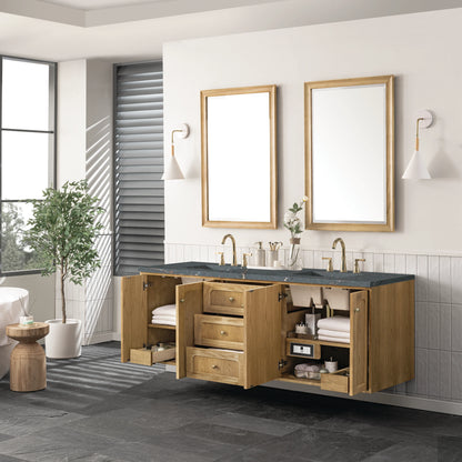 Laurent 72" Double Vanity, Light Natural Oak w/ 3 CM Parisien Bleu Top w/FreePower Wireless Charger, view 11