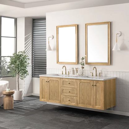 Laurent 72" Double Vanity, Light Natural Oak w/ 3 CM Eternal Jasmine Pearl Top, view 6