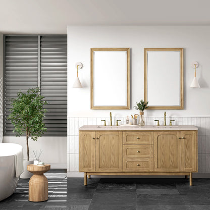 Renovate for Less Atlanta Laurent 72" Double Vanity, Light Natural Oak w/ 3 CM Eternal Marfil Top, view 3