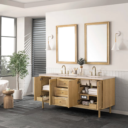 Renovate for Less Atlanta Laurent 72" Double Vanity, Light Natural Oak w/ 3 CM Eternal Marfil Top, view 7