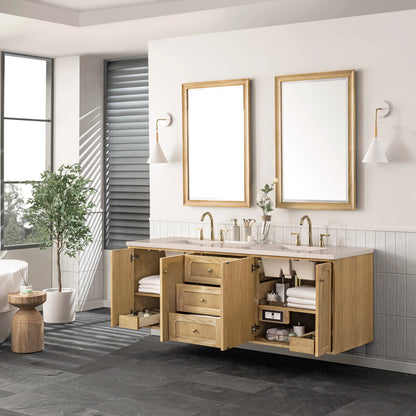 Renovate for Less Atlanta Laurent 72" Double Vanity, Light Natural Oak w/ 3 CM Eternal Marfil Top, view 8
