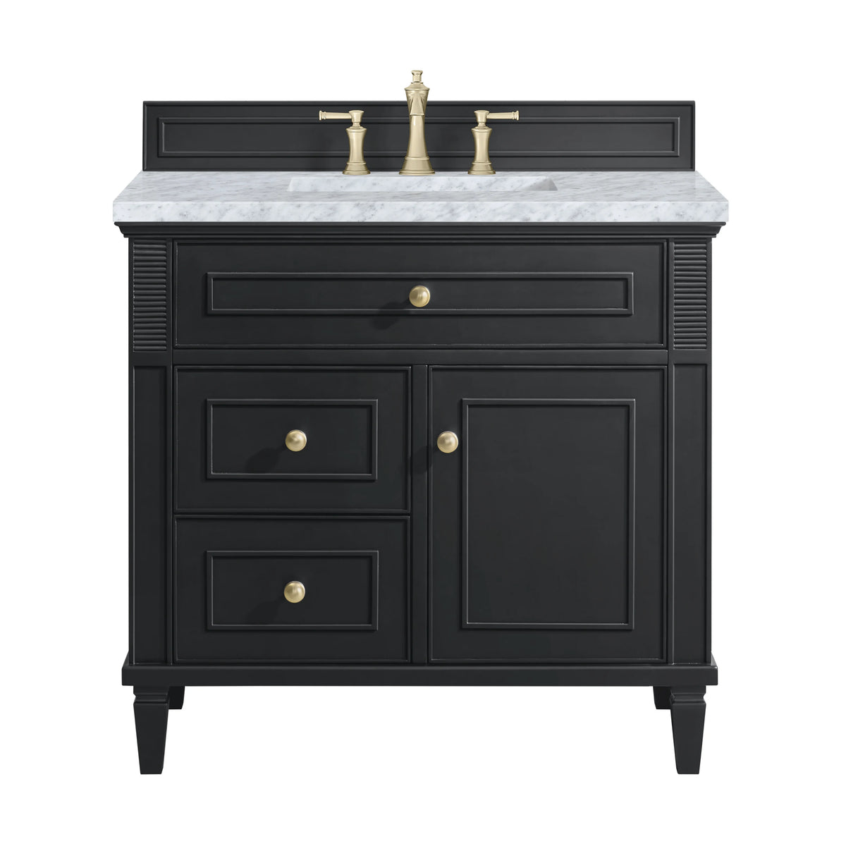 Lorelai 36" Single Vanity, Black Onyx w/ 3 CM Carrara White Marble Top
