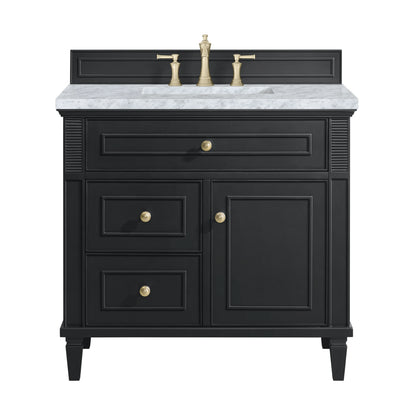 Lorelai 36" Single Vanity, Black Onyx w/ 3 CM Carrara White Marble Top