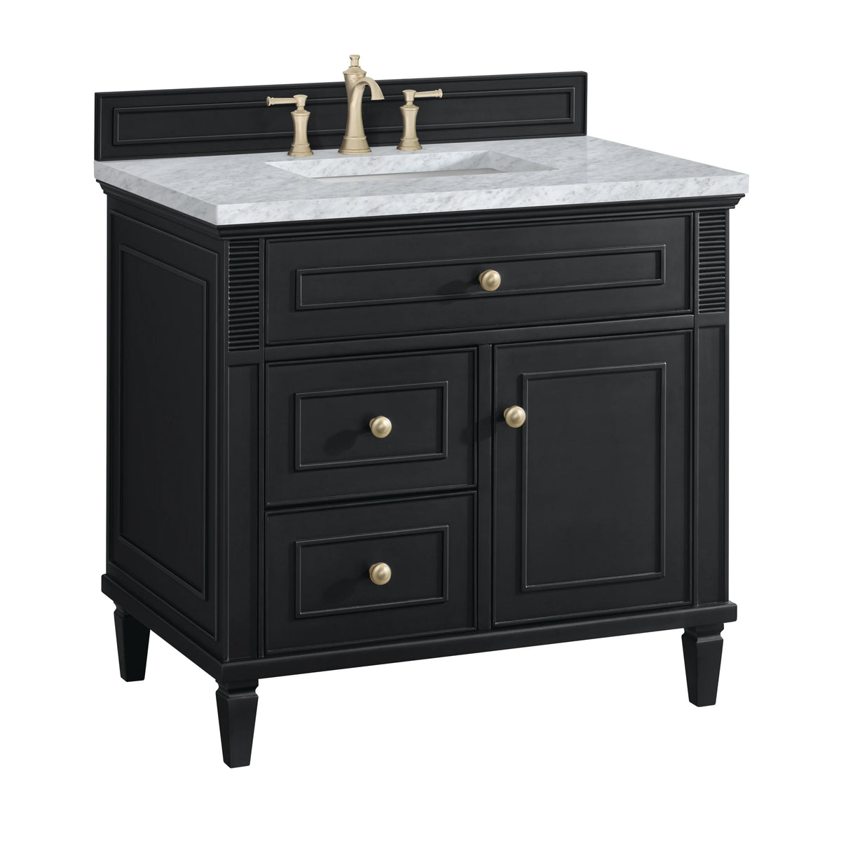 Lorelai 36" Single Vanity, Black Onyx w/ 3 CM Carrara White Marble Top, view 10