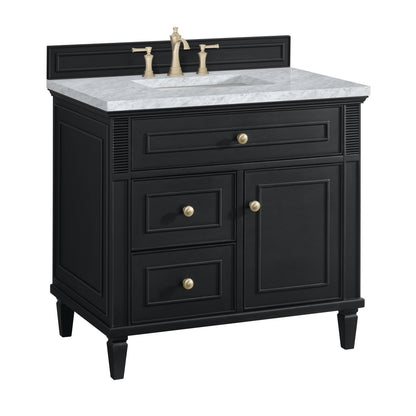 Lorelai 36" Single Vanity, Black Onyx w/ 3 CM Carrara White Marble Top, view 10