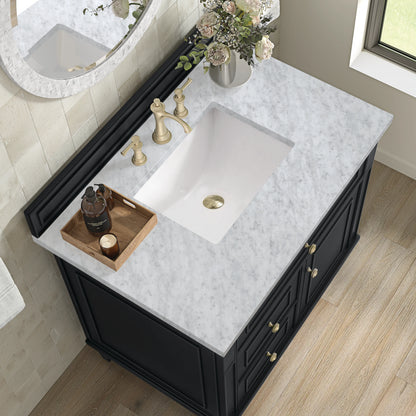 Lorelai 36" Single Vanity, Black Onyx w/ 3 CM Carrara White Marble Top, view 7