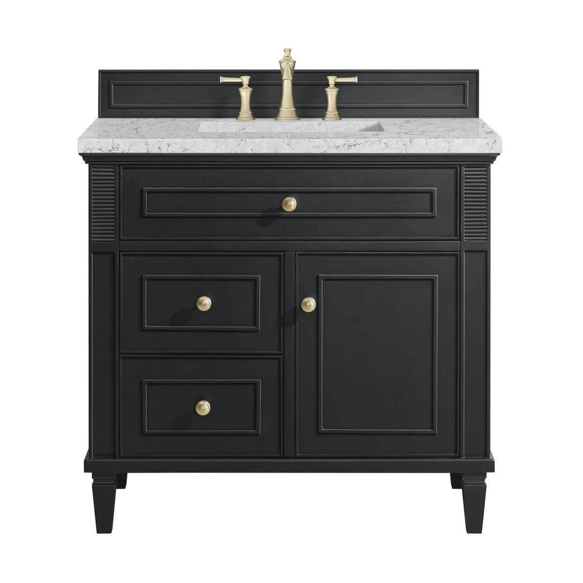 Lorelai 36" Single Vanity, Black Onyx w/ 3 CM Eternal Jasmine Pearl Silestone Top
