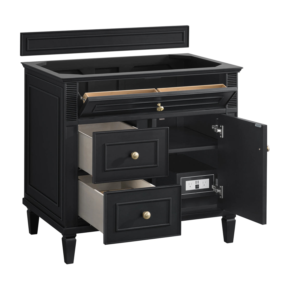 Lorelai 36" Single Vanity, Black Onyx w/ 3 CM Ethereal Noctis Silestone Top, view 8
