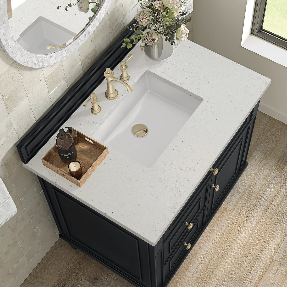 Lorelai 36" Single Vanity, Black Onyx w/ 3 CM Lime Delight Silestone Top, view 7