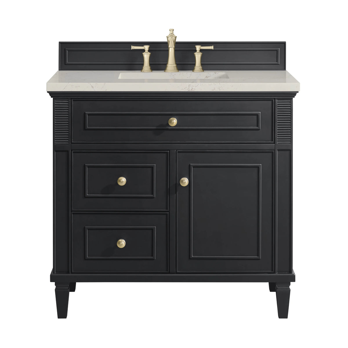 Lorelai 36" Single Vanity, Black Onyx, w/ 3 CM Siberian Silestone Top