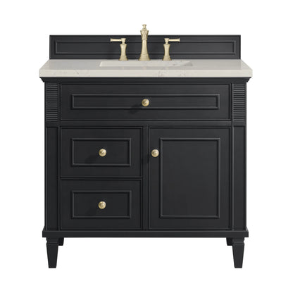 Lorelai 36" Single Vanity, Black Onyx, w/ 3 CM Siberian Silestone Top