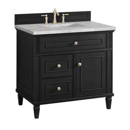 Lorelai 36" Single Vanity, Black Onyx w/ 3 CM Victorian Silver Silestone Top, view 10