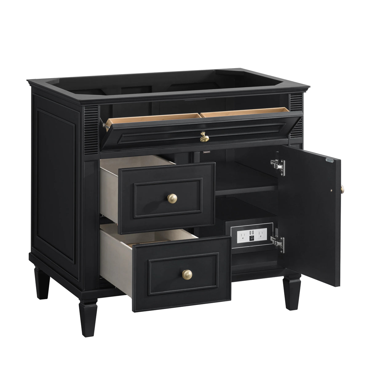 Lorelai 36" Single Vanity, Black Onyx w/ 3 CM White Zeus Silestone Top, view 10