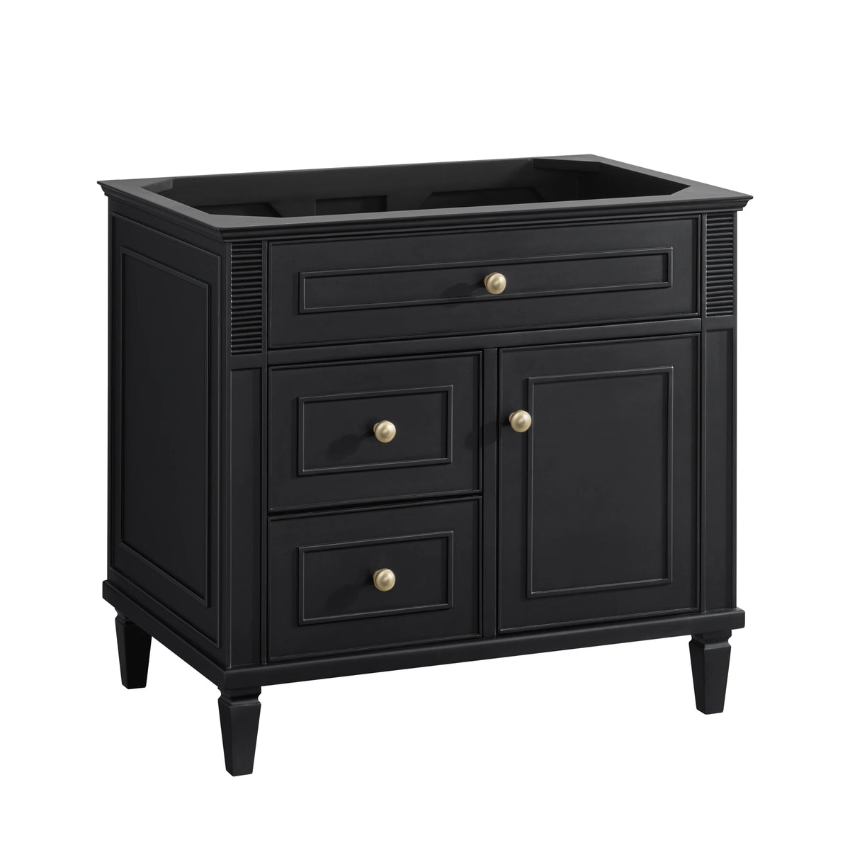 Lorelai 36" Single Vanity, Black Onyx w/ 3 CM White Zeus Silestone Top, view 2