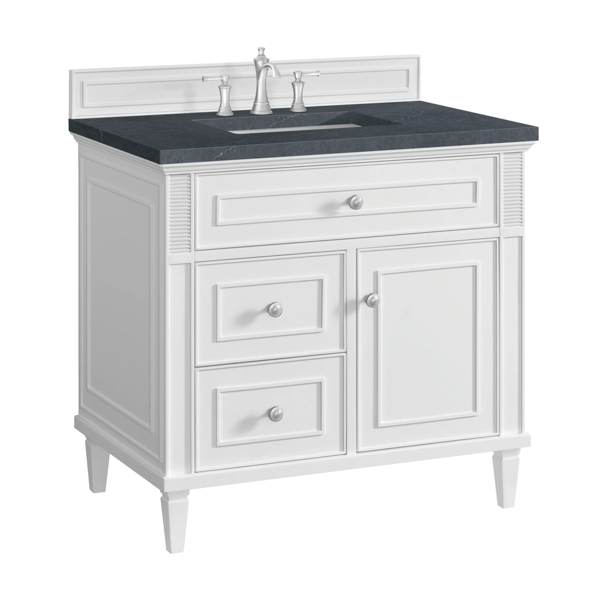 Lorelai 36" Single Vanity, Bright White w/ 3 CM Charcoal Soapstone Silestone Top, view 10