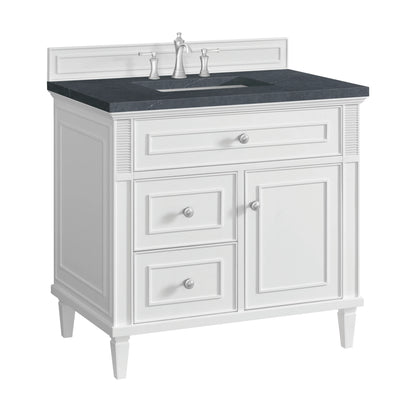 Lorelai 36" Single Vanity, Bright White w/ 3 CM Charcoal Soapstone Silestone Top, view 10